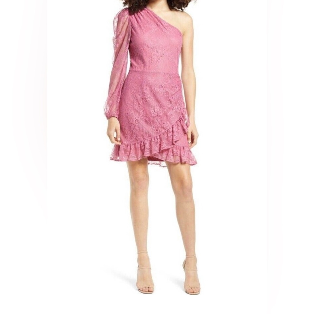 Wayf One Shoulder Lace Dress